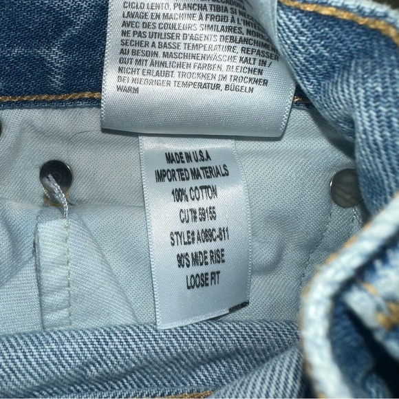 Agolde 90s Jeans Distressed Mid Rise Baggy Fit Button Fly Denim 25 Straight Leg - Picture 10 of 11